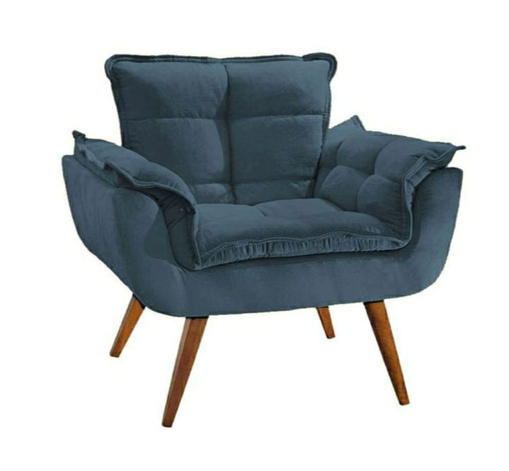 Poltrona Decorativa Opala Suede Azul Marinho SU DECOR