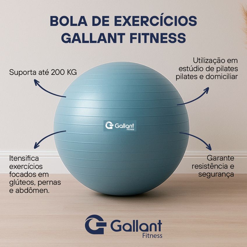 Bola De Pilates 65cm Yoga E Abdominal Com Bomba Gallant (gbp65aecba-az) - imagem 5
