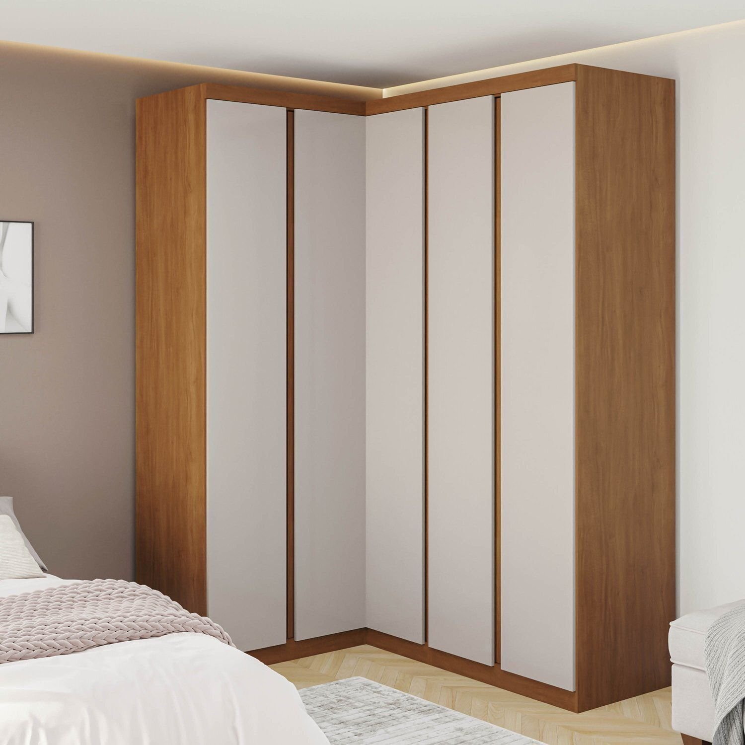 Guarda-roupa Modulado 3 Peças 5 Portas Arani Cabecasa Madeiraoriginals Cinamomo/ Off White