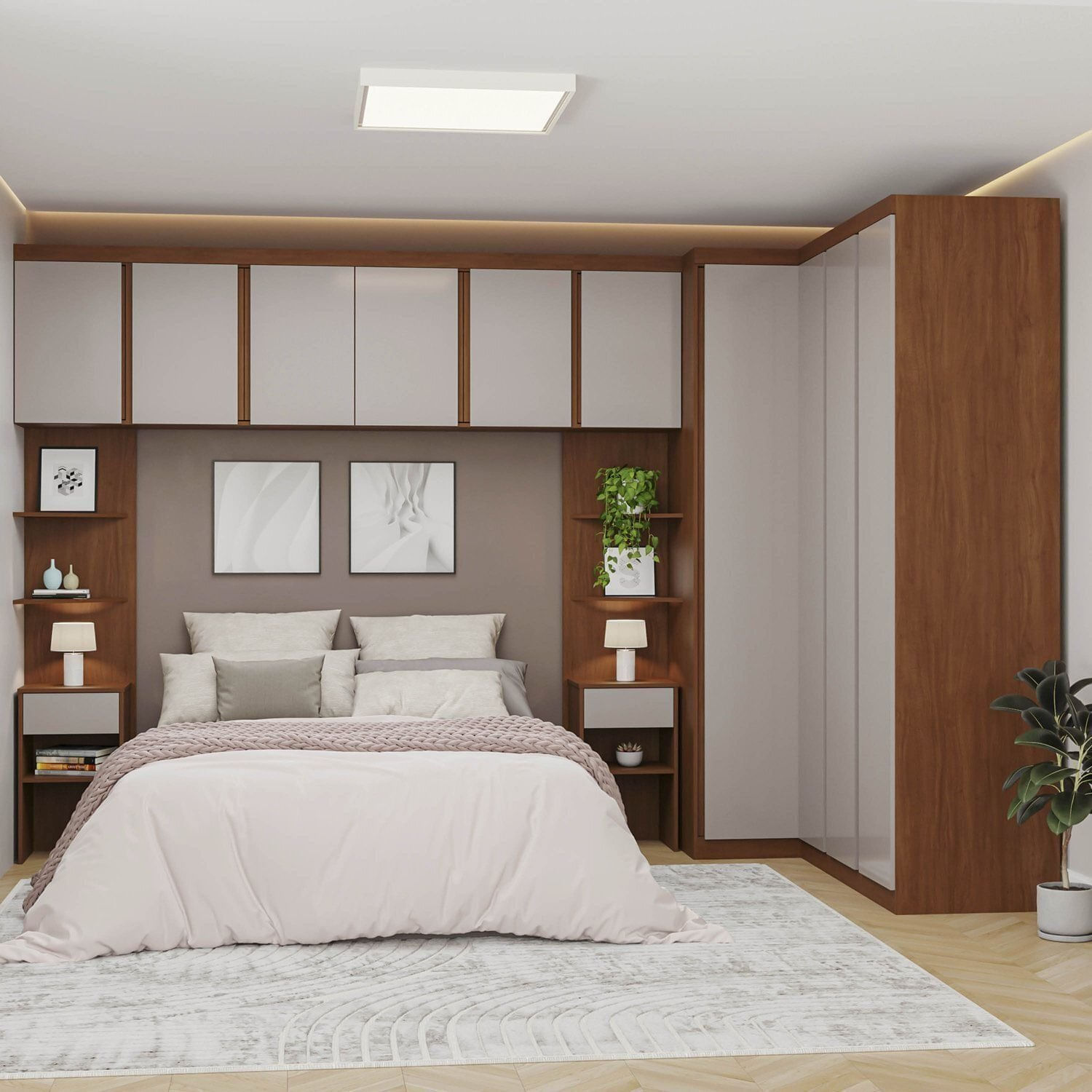 Guarda-roupa Modulado 8 Peças 10 Portas Arani Cabecasa Madeiraoriginals Cinamomo/ Off White