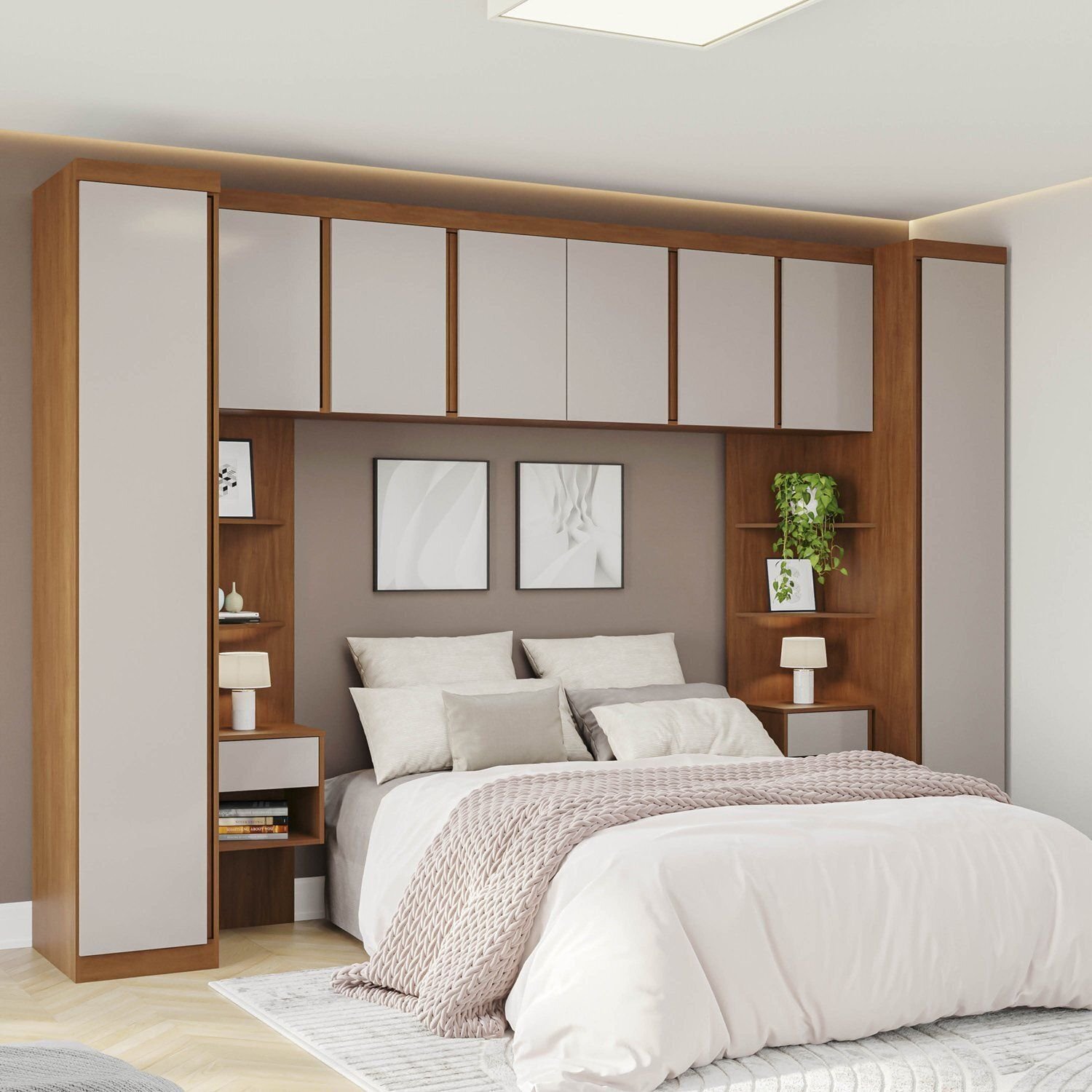 Guarda-roupa Modulado 7 Peças 8 Portas Arani Cabecasa Madeiraoriginals Cinamomo / Off White