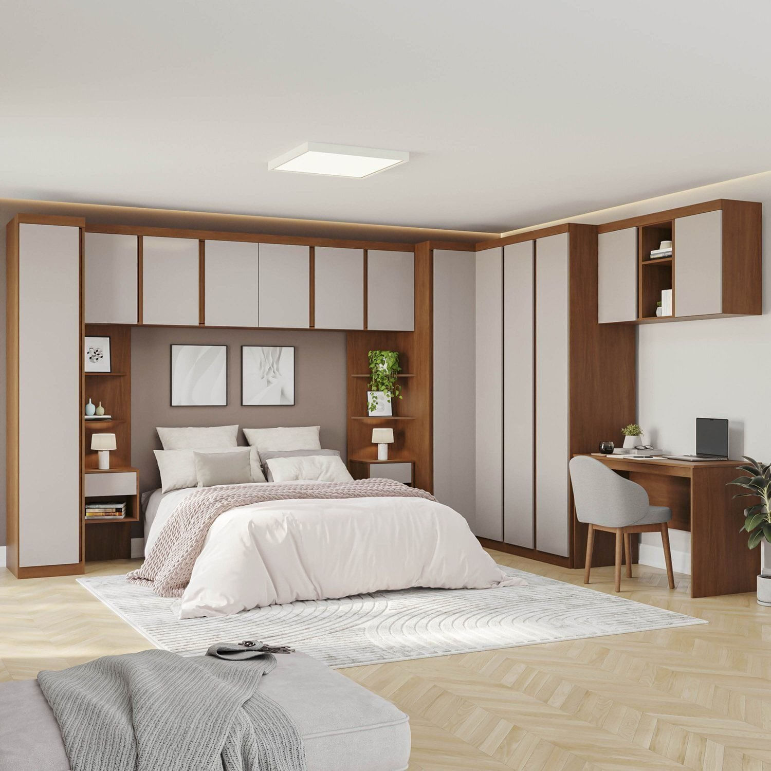 Guarda-roupa Modulado 13 Peças 13 Portas Arani Cabecasa Madeiraoriginals Cinamomo / Off White