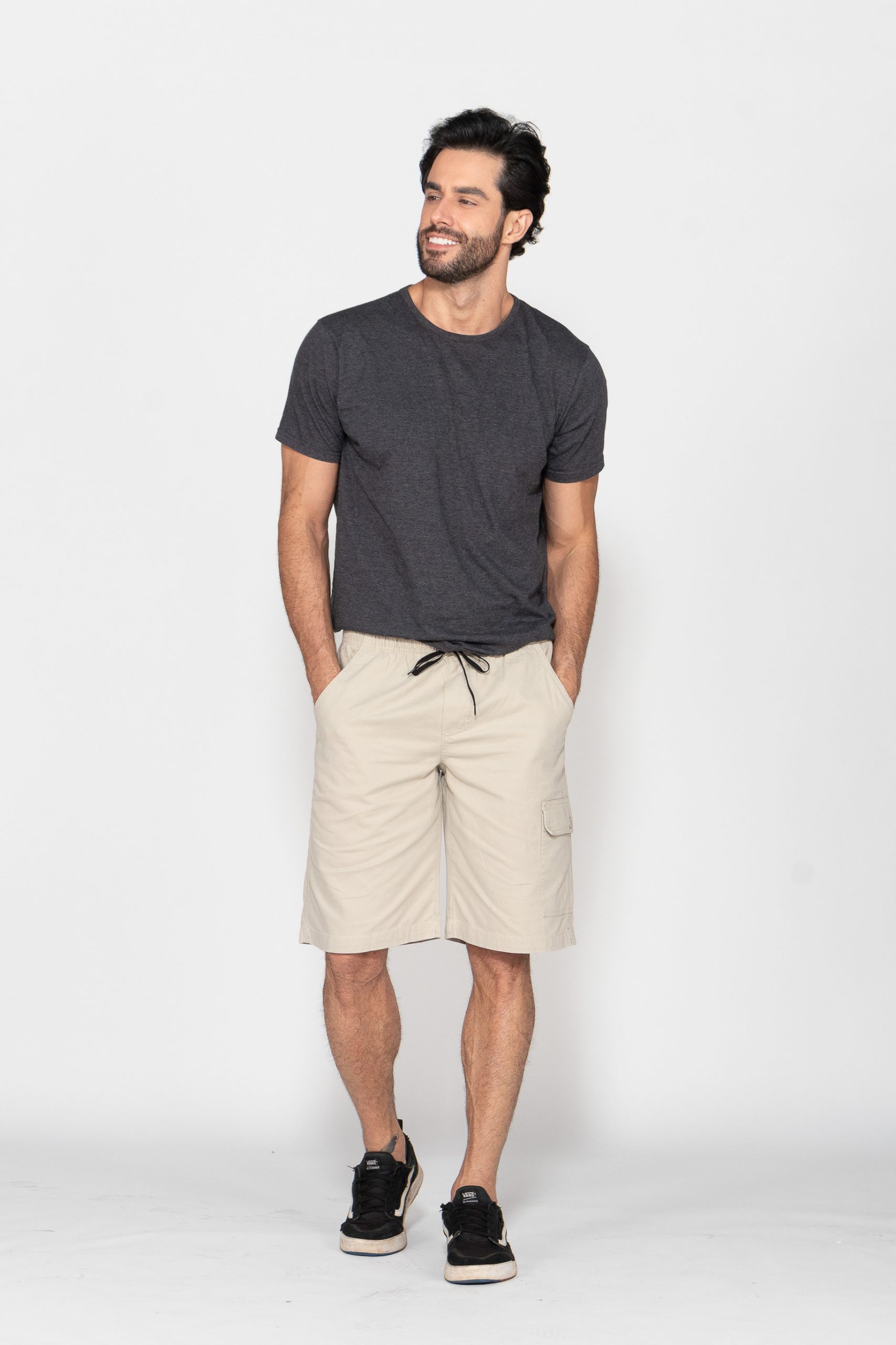 Bermuda Macaw 7815 Bege Elástico Sarja