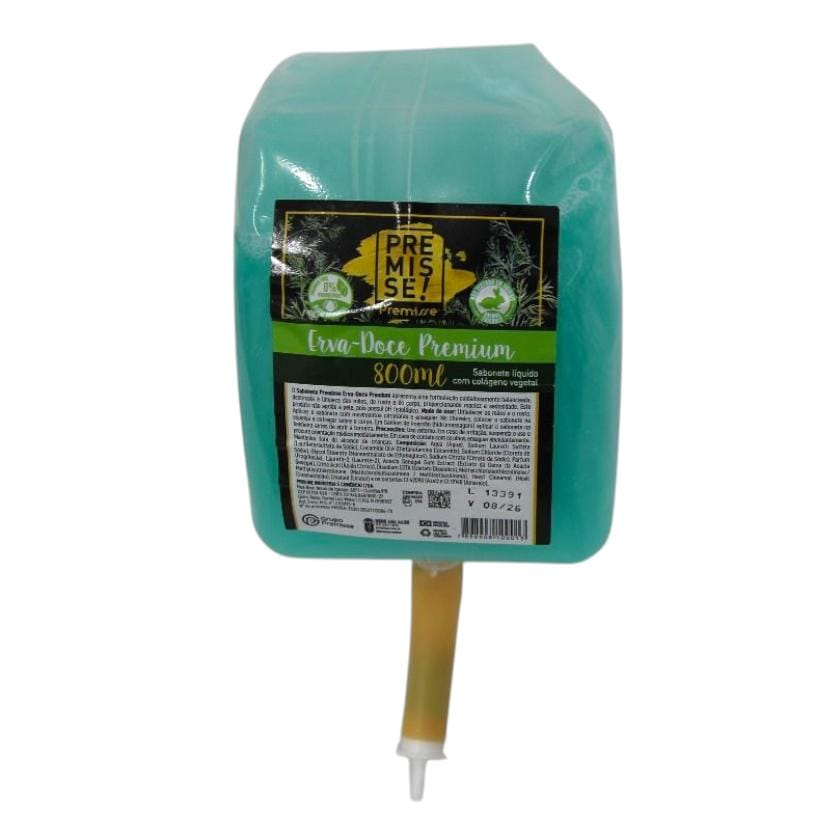 Refil Sabonete Liquido Erva Doce Premium Premisse Com Colageno Natural Ph Fisiológico 800 Ml