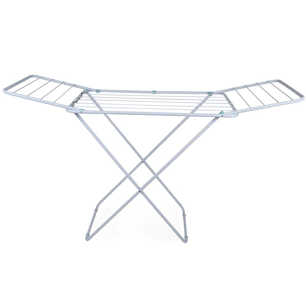 Varal De Chao Lavanderia Aluminio 1,55m Branco Com Abas Dobravel Retrail Slim 20kg