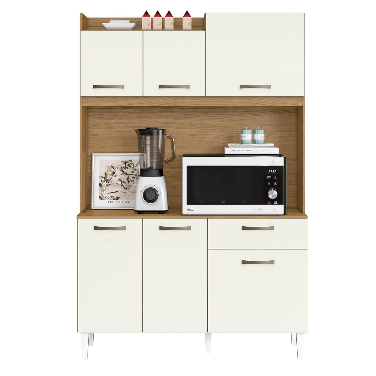 Armário De Cozinha Berlim Compacta Com 6 Portas 1 Gaveta Atacama/off White