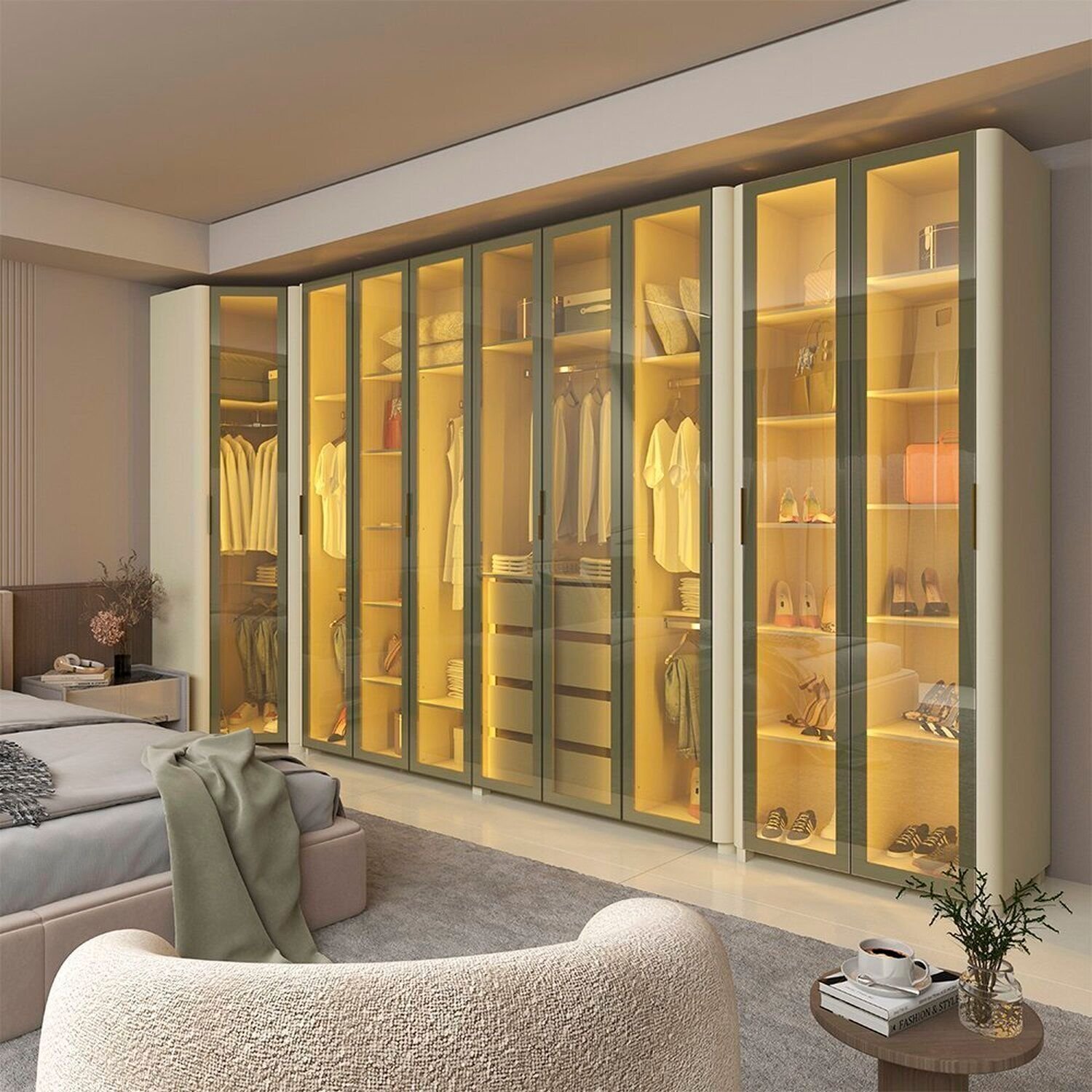 Guarda-roupa Modulado Reflecta 9 Portas 339,2cm X 240cm Mod 015 100% Mdf Innova Off White