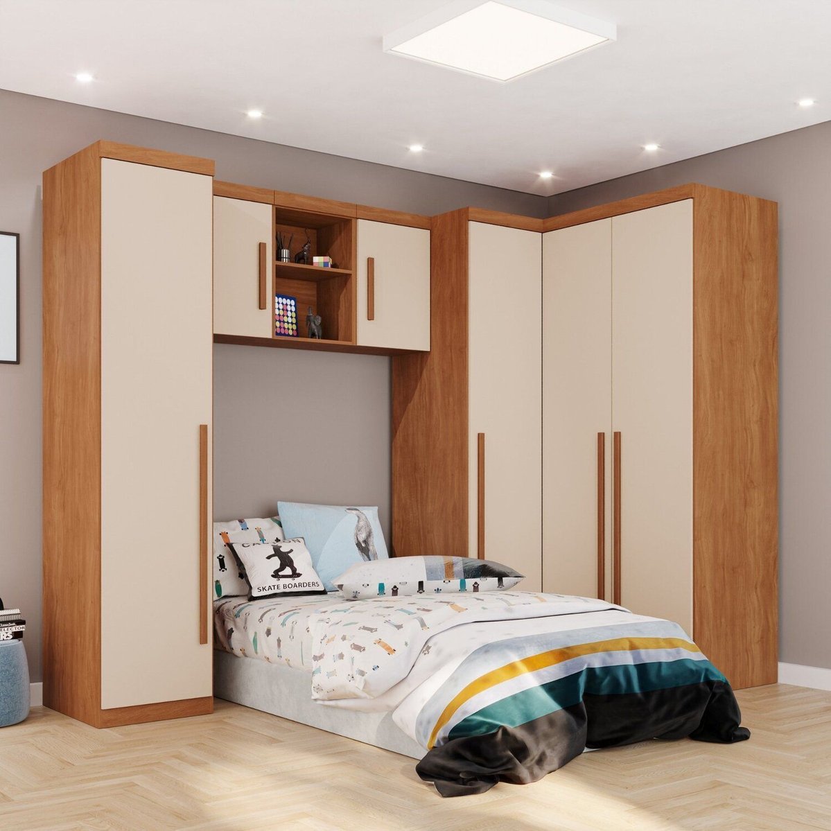 Modulado Quarto Infantil 6 Peças Liz Espresso Móveis Cinamomo / Off White