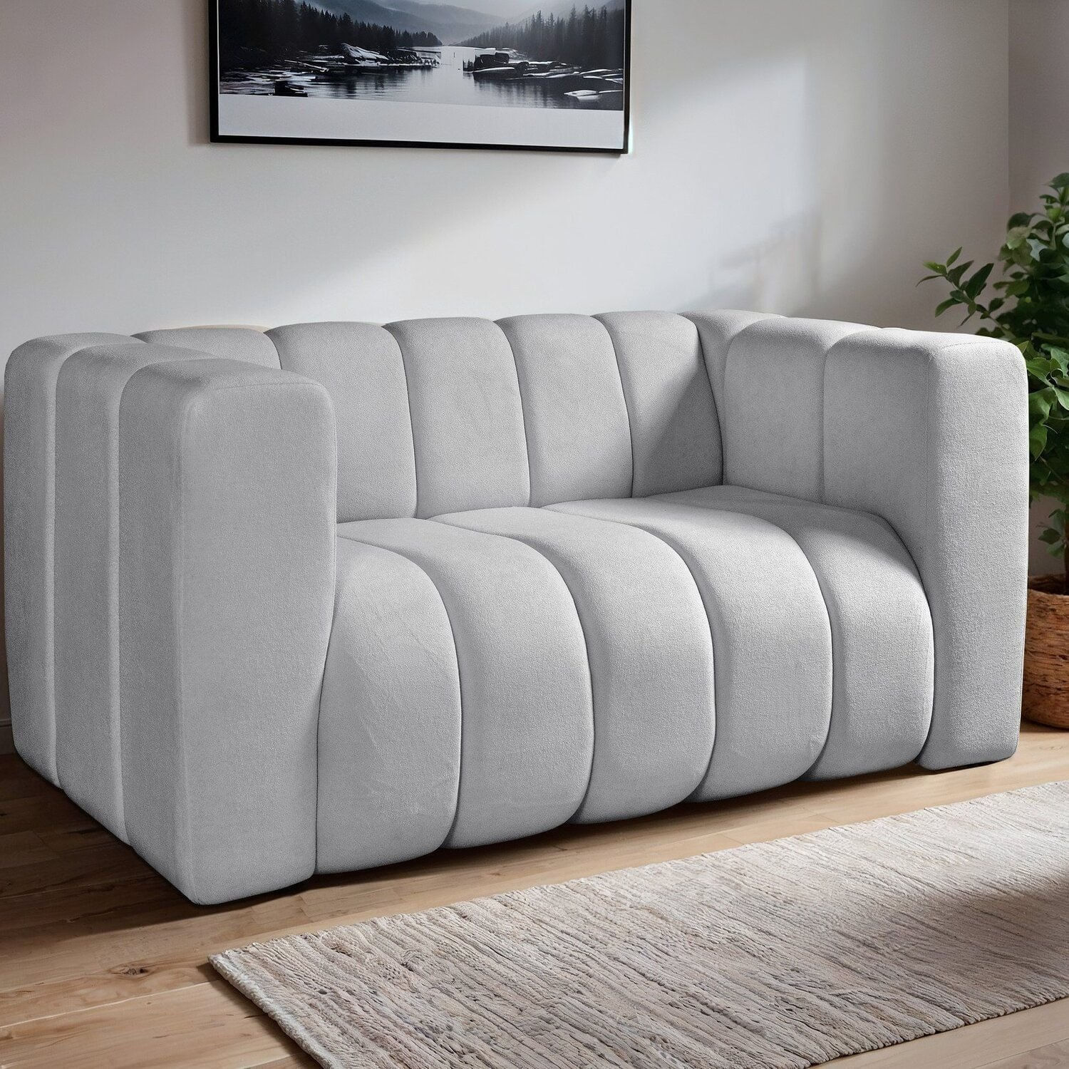Sofa Mona 2 Lugares Decorativo Moderno Sala De Estar Premium Cinza