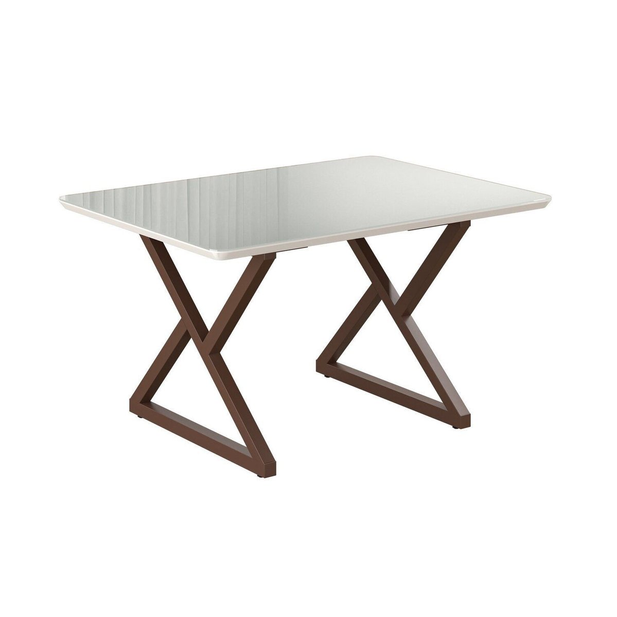 Mesa Para Sala De Jantar Retangular 120x90cm Mdf Com Vidro Império Marrom / Off White