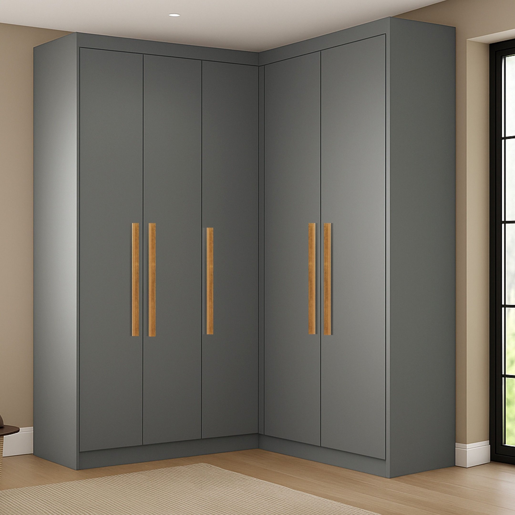 Guarda-roupa Modulação De Canto Com Puxadores Mdf Paris Onix