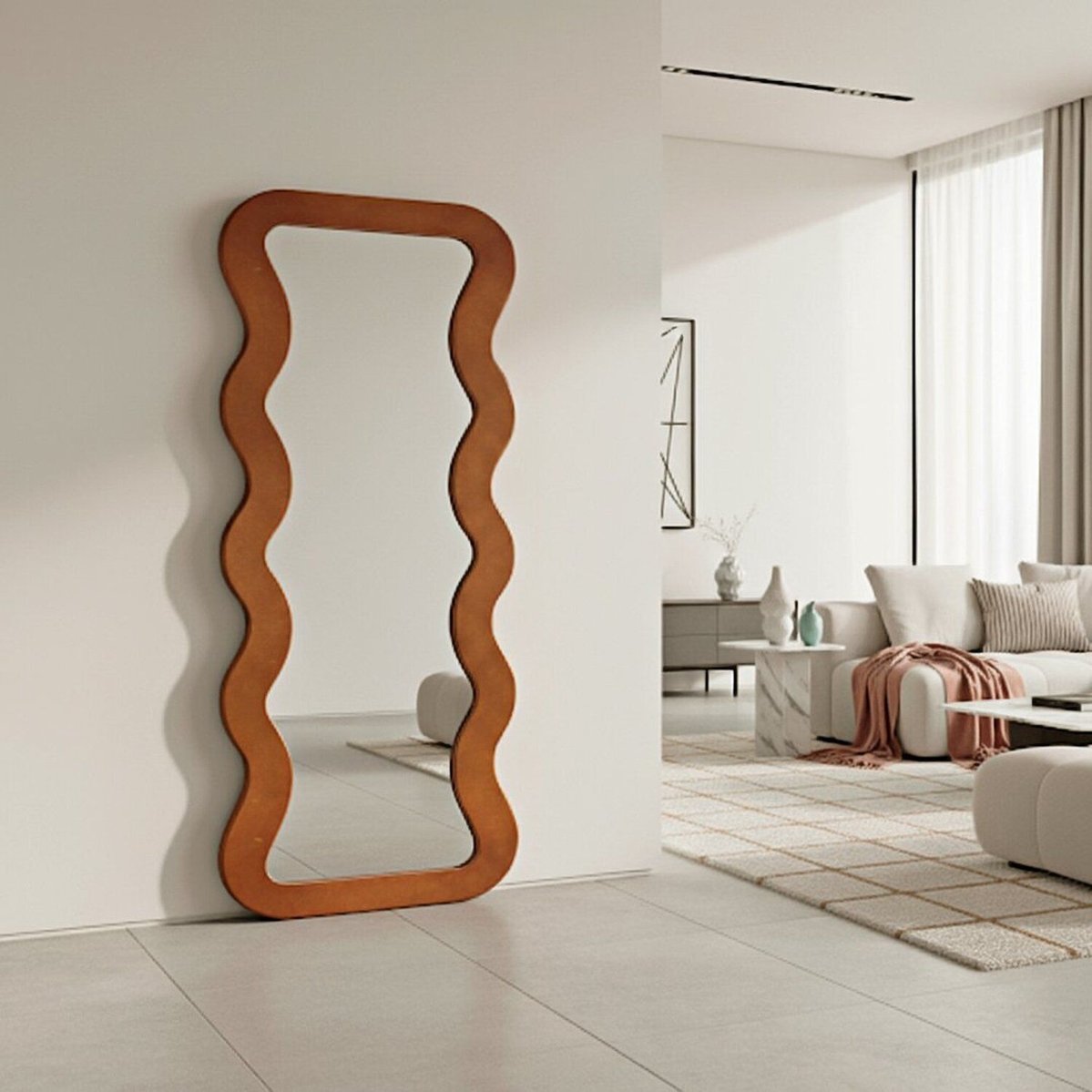 Espelho De Chão 180x72cm Orgânico New York Freijó