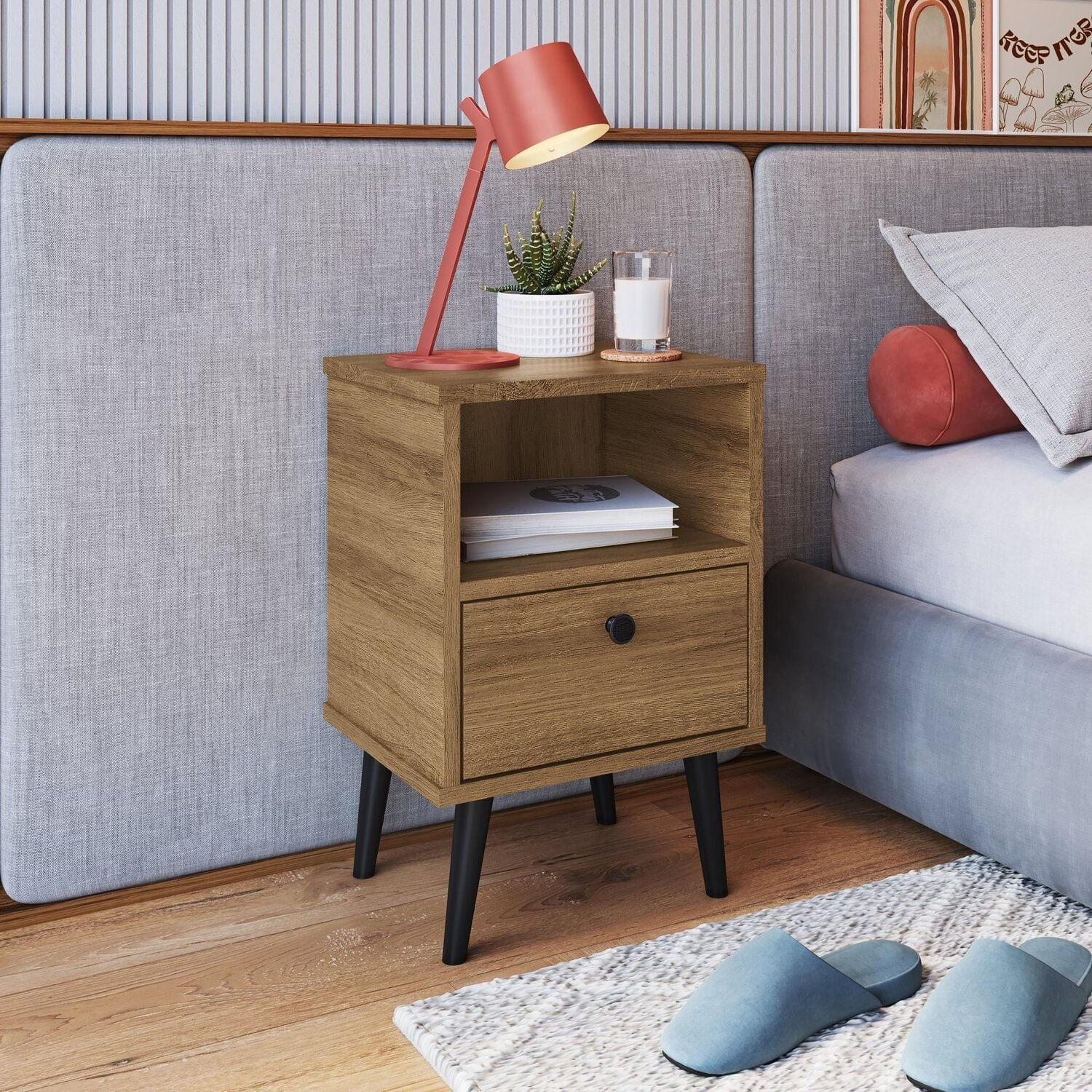 Mesa De Cabeceira Infantil 1 Gaveta Quarto Mel