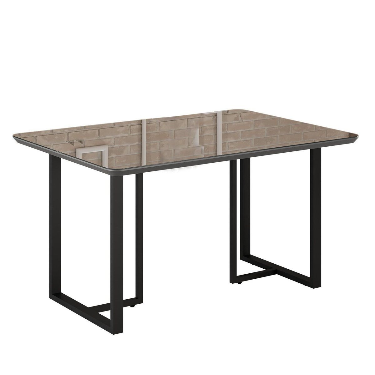 Mesa Para Sala De Jantar Retangular 120x90cm Mdf Com Vidro Lunna Preto Fosco / Grafite