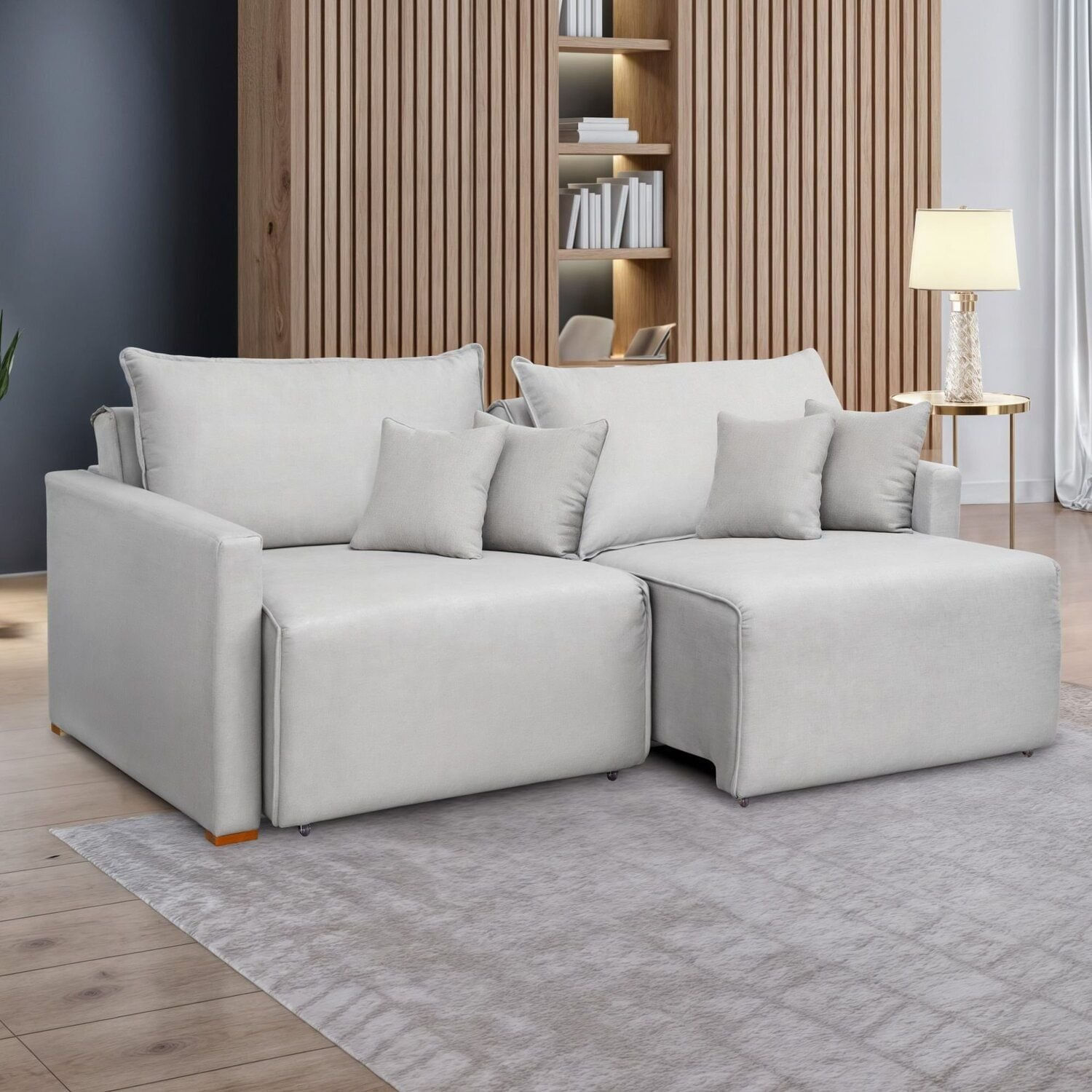 Sofá Cama Retrátil E Reclinável 180cm Júlia Linho/gelo