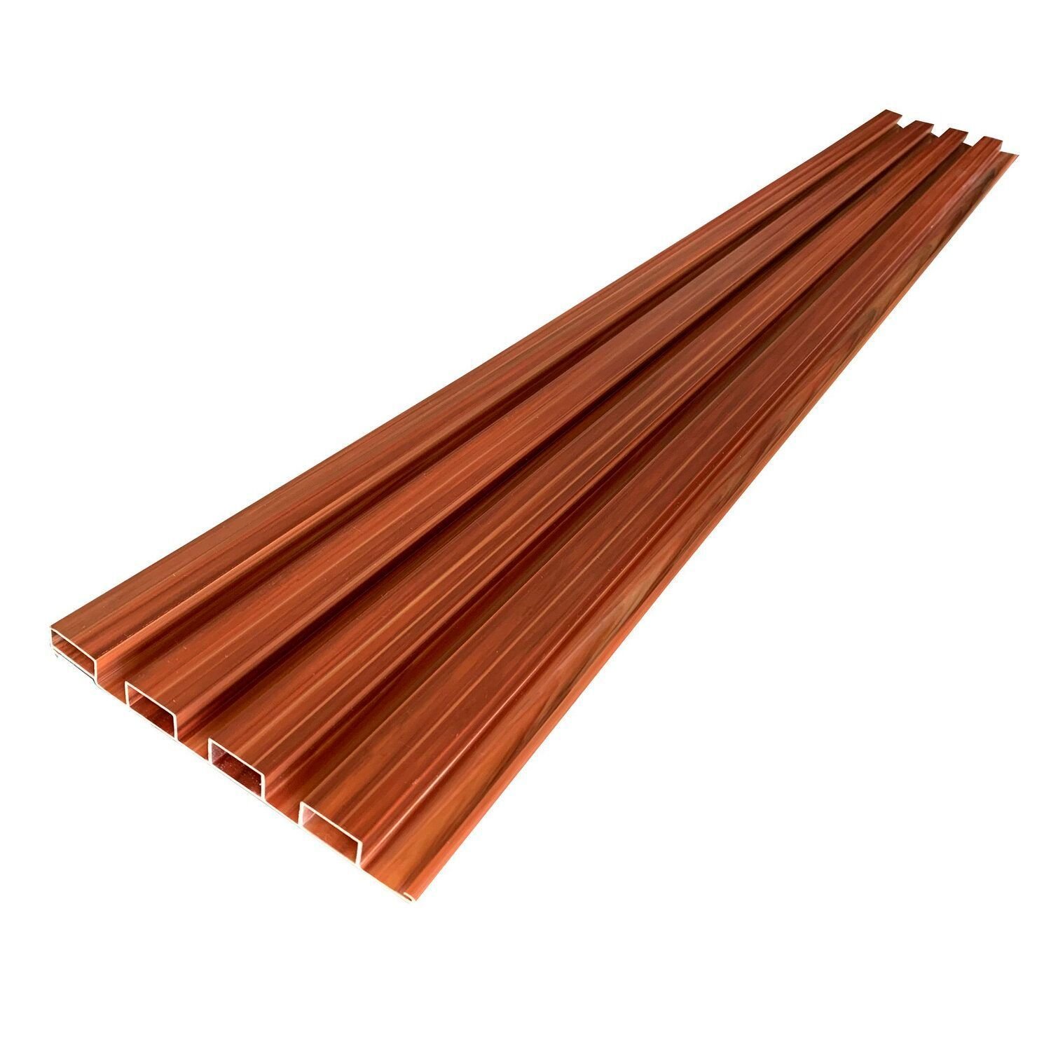 Painel Ripado De Pvc Em Placa 1,00mx0,15m 7 Placas = 1m² Com 2 Acabamentos Em L De 1,05m Bariri Vermelho