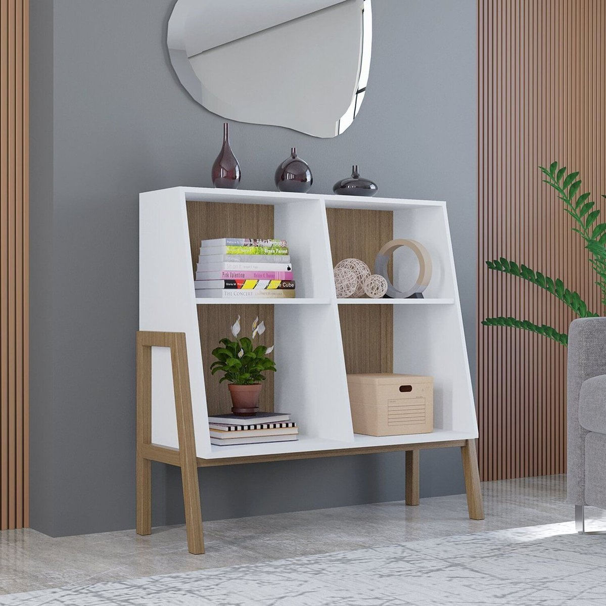 Console Angular Móveis Para Oeganização Cuby Branco/marrom