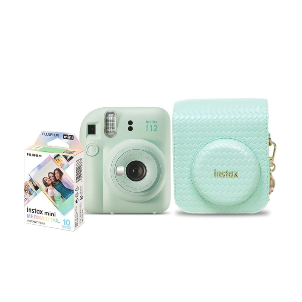 Kit Camera Instax Mini 12 Com 10 Filmes Verde Menta