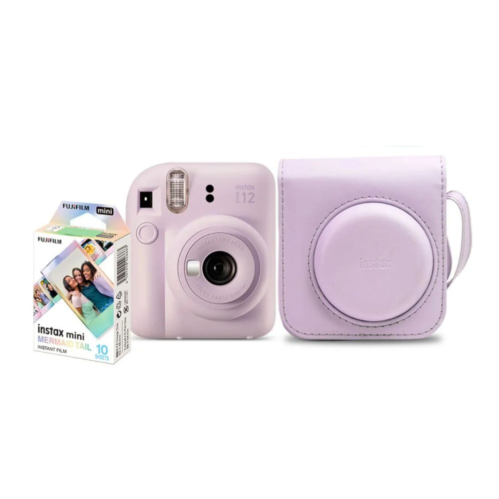 Kit Camera Instax Mini 12 Com 10 Filmes Lilas Candy