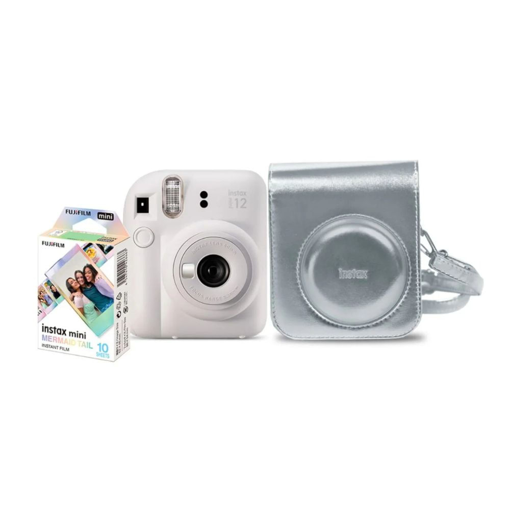 Kit Camera Instax Mini 12 Com 10 Filmes Branco Marfin