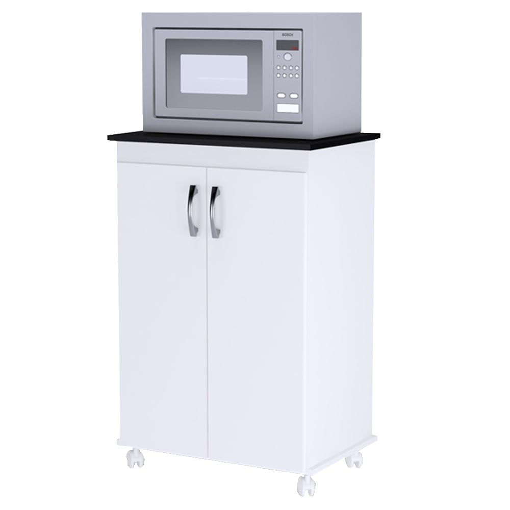 Balcao Multiuso 2 Portas 59 Cm Vitoria Branco Preto Reajl Moveis