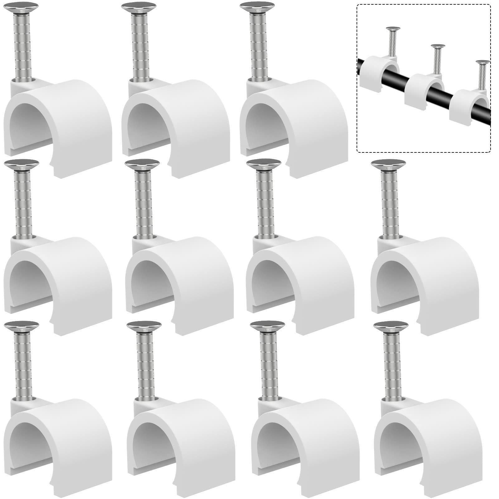 Clipes De Cabo Easytle 10 Mm Nail-in 100 Unidades Para Cabos E Fios