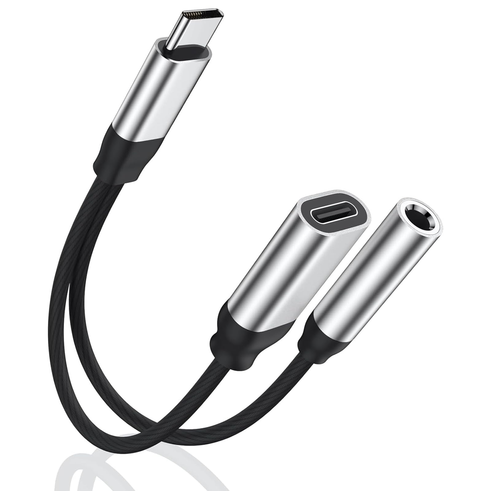 Adaptador Usb C Para Fone De Ouvido E Carregador De 3,5 Mm Ympigoy Silver