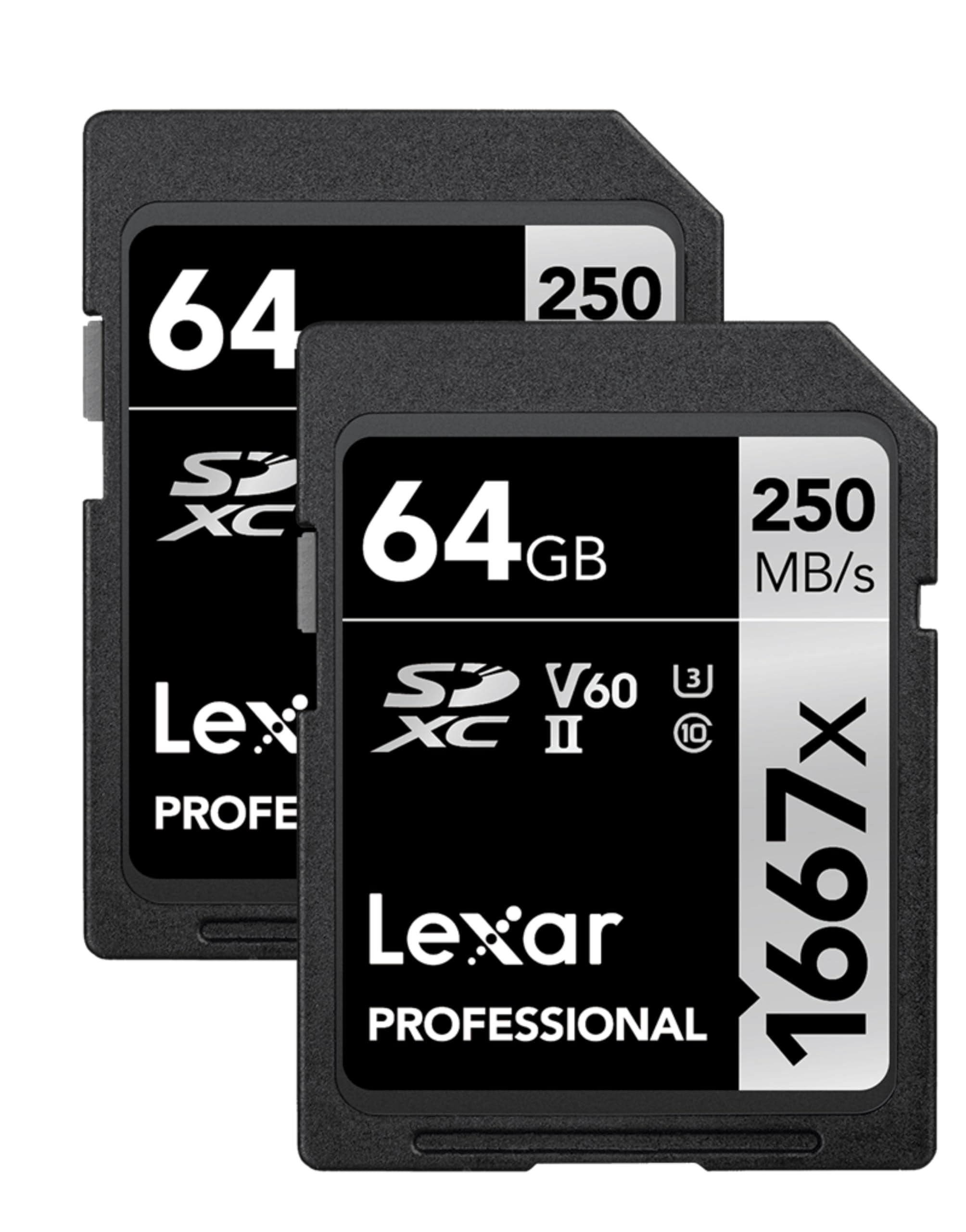 Cartões De Memória Lexar Professional 1667x Sdxc 64gb (pacote Com 2)