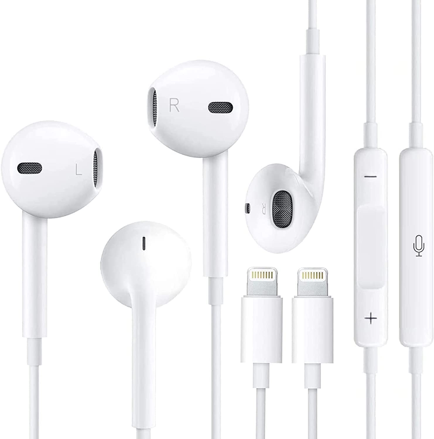 Pacote Com 2 Fones De Ouvido Wasabi Mango Com Fio E Conector Lightning