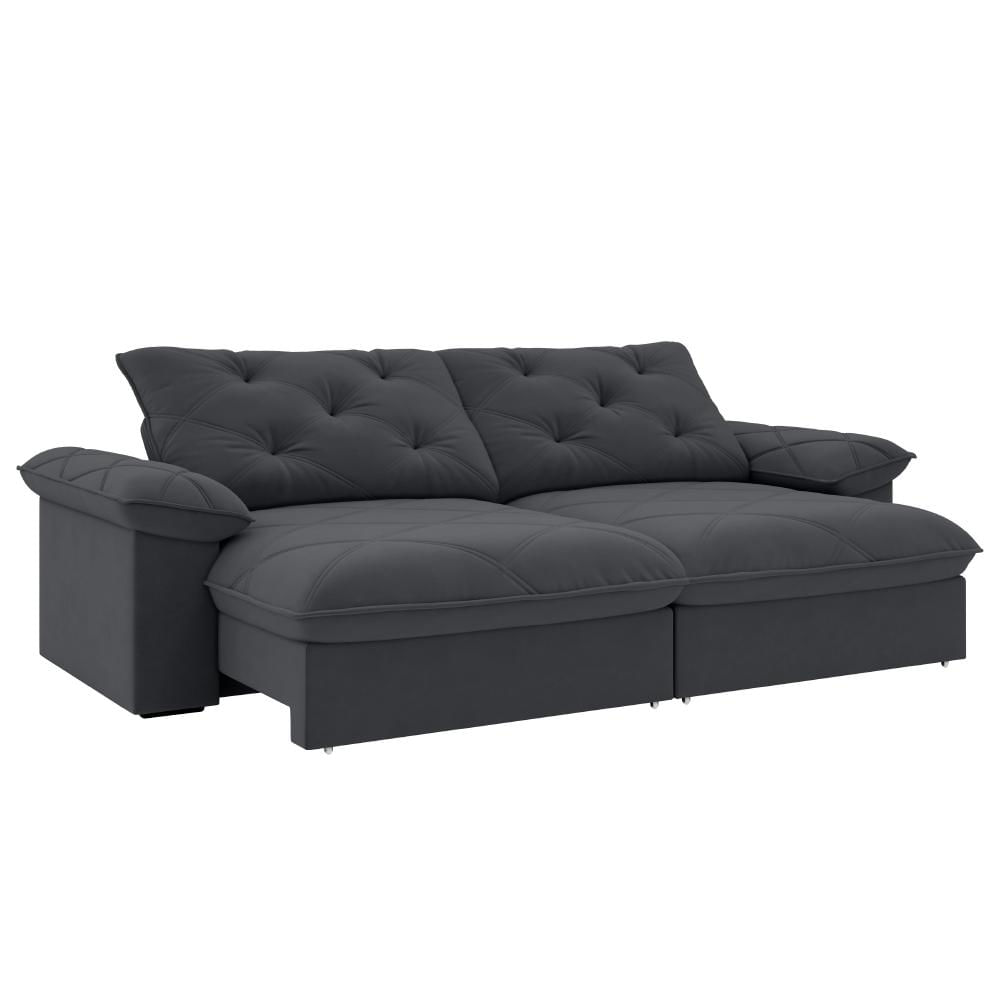 Sofá Retrátil E Reclinável 4 Lugares 2,30m Slim Amsterdã Cinza