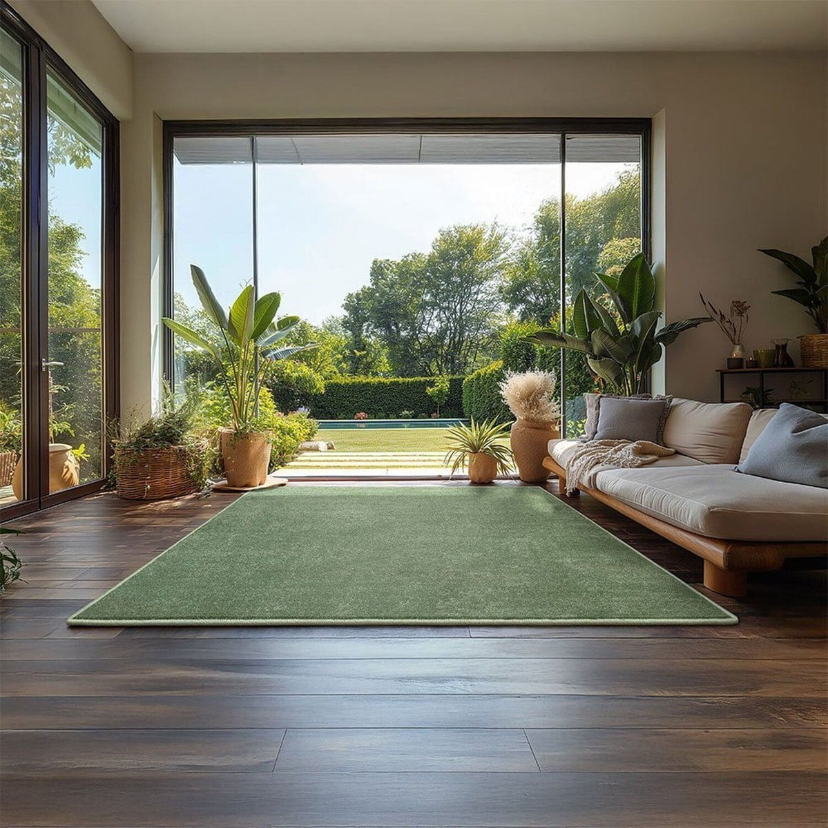 Tapete Tufting Ecletik Liso 100cm X 150cm Verde Selva