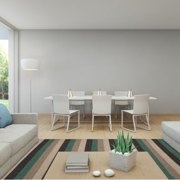 Tapete Sisal para Sala de Estar L15 Liso 2,50mx3,50m APAEB Areia, Cinza City, Verde e Preto