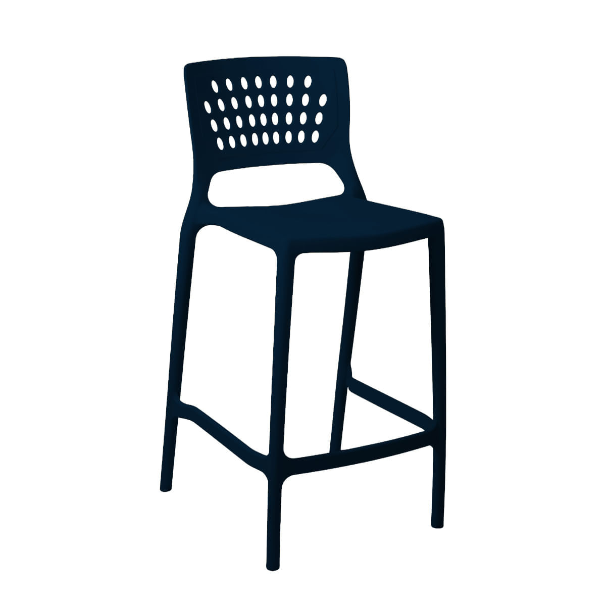 Banqueta Alta Para Bancada E Cozinha Azul Marinho Empilhável Marte Em Polipropileno Acrilys Acrilys