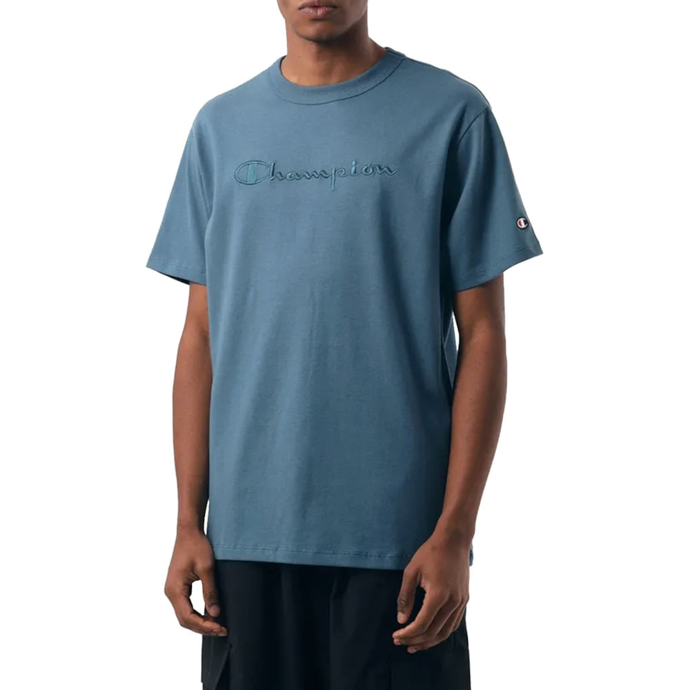Camiseta Champion Bordado Script Twilight Teal