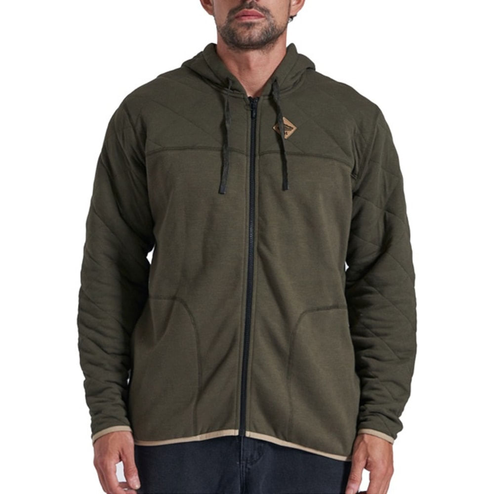 Moletom Canguru Hurley Chateau Quilted Full Zip Militar