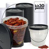 Balde Transparente Tampa Preta Para Açougues - 30 Pçs