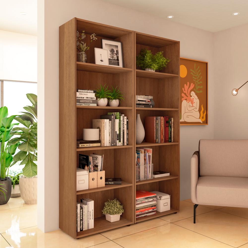 Estante Para Livros Dupla Multy 10 Prateleiras Cinamomo Artely