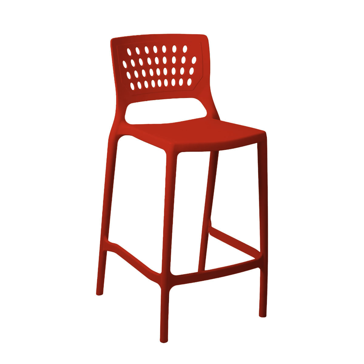 Banqueta Alta Para Bancada E Cozinha Vermelha Empilhável Marte Em Polipropileno Acrilys Acrilys