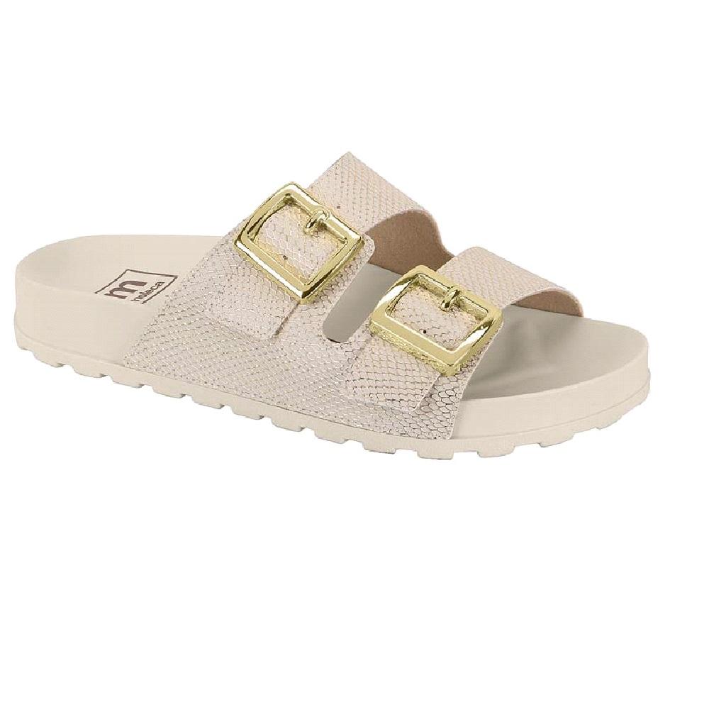 Sandalia Moleca Papete Fivela Ref 5436.401.29853 Branco Off/dourado 036