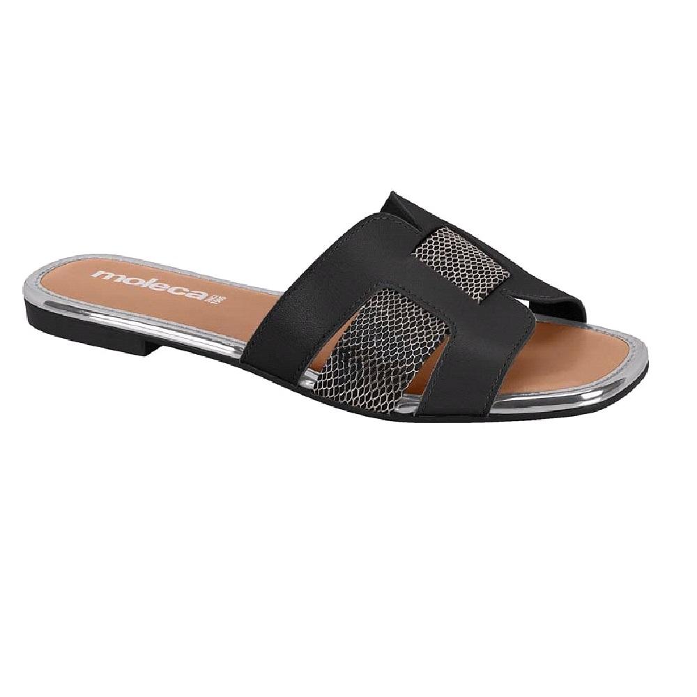 Sandalia Moleca Rasteira Confortável Ref 5435.553.29850 Preto/preto Grafite/prata 035