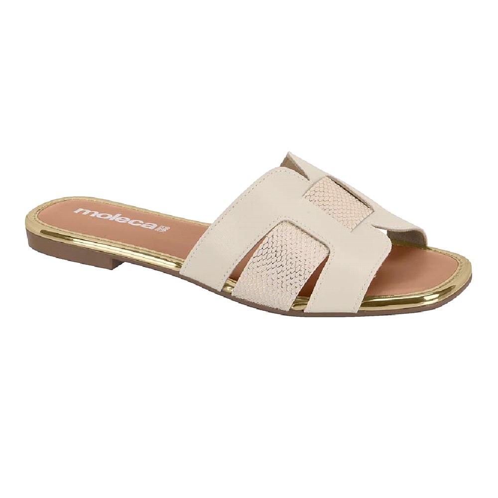 Sandalia Moleca Rasteira Confortável Ref 5435.553.29850 Branco Off/branco Off-dourado/dourado 036