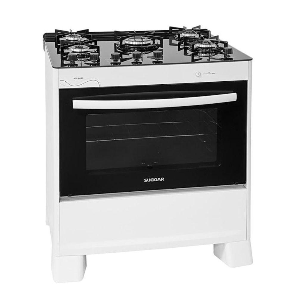 Fogão 5 Bocas Suggar Neo Glass Branco Mesa em Vidro - Bivolt - Fgvng510br