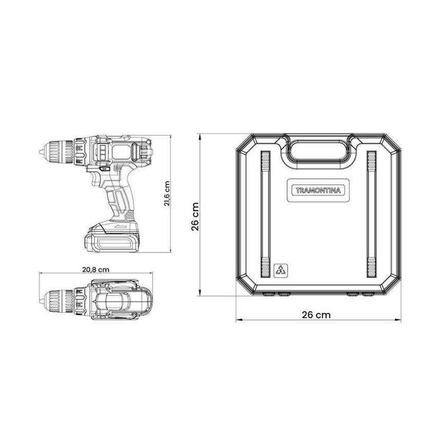 Parafusadeira Furadeira 12v À Bateria 16 Peças - Tramontina 42383216 - imagem 4