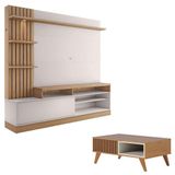 Estante Home Theater Maceió Freijó Off White Com Mesa De Centro Jeri Freijó Off White - Colibri