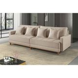 Sofá Fixo 4 Lugares M-199 2,20m Molas Bonnel Almofadas Solta Linho Bege