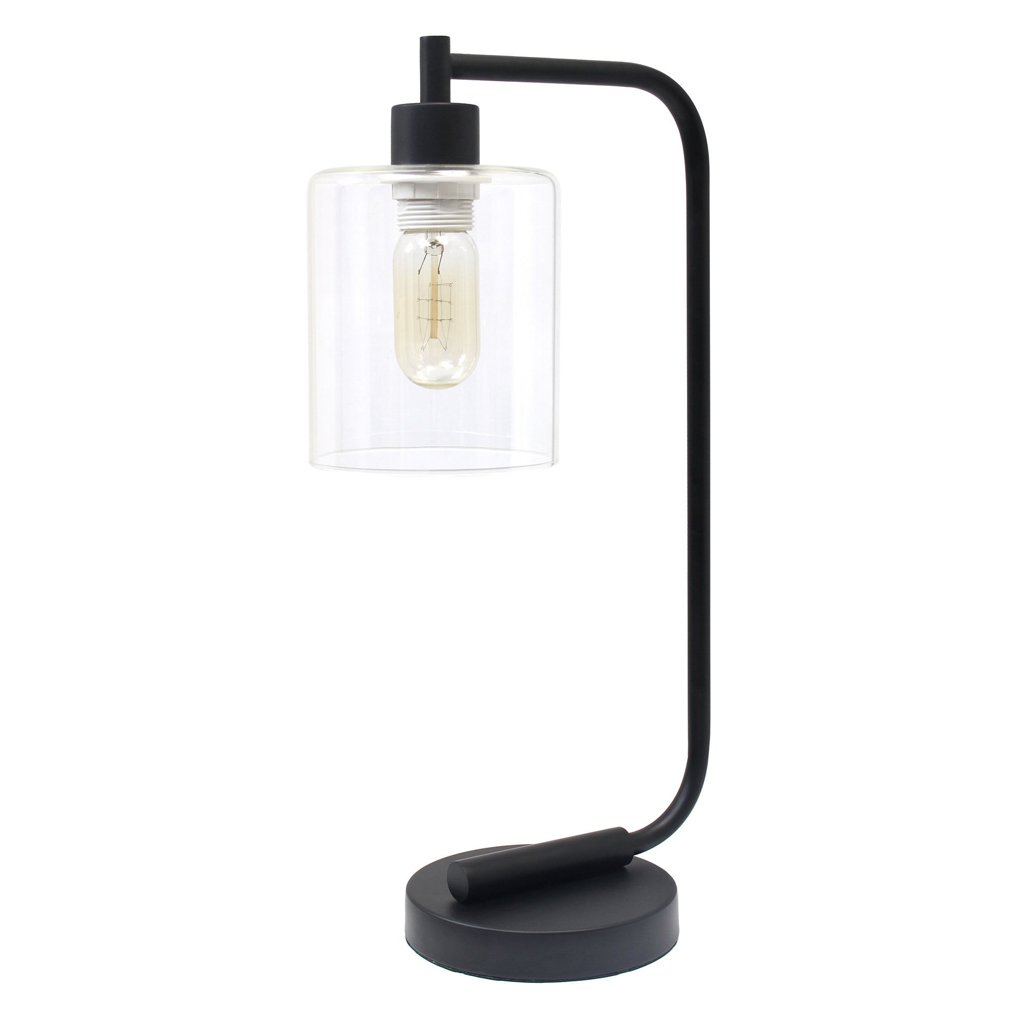 Lamp Simple Designs Ld1036-blk Abajur De Vidro De Ferro Industrial