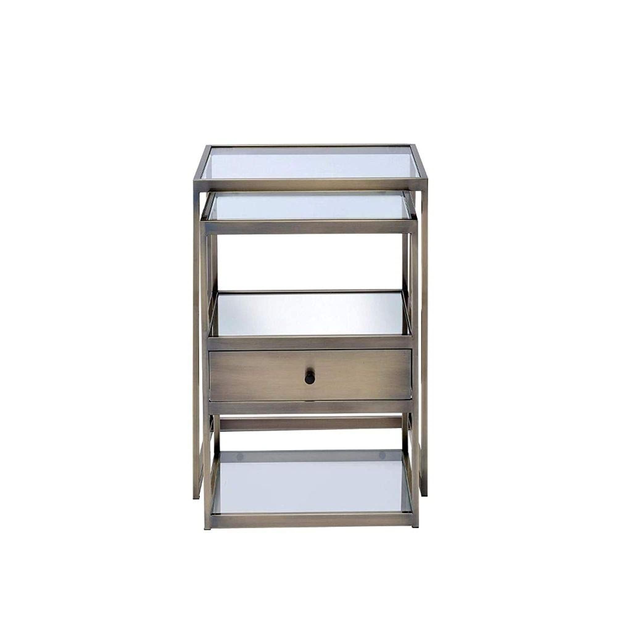 Mesa Yardlio Enca Nesting, 2 Peças De Vidro De Latão Antigo