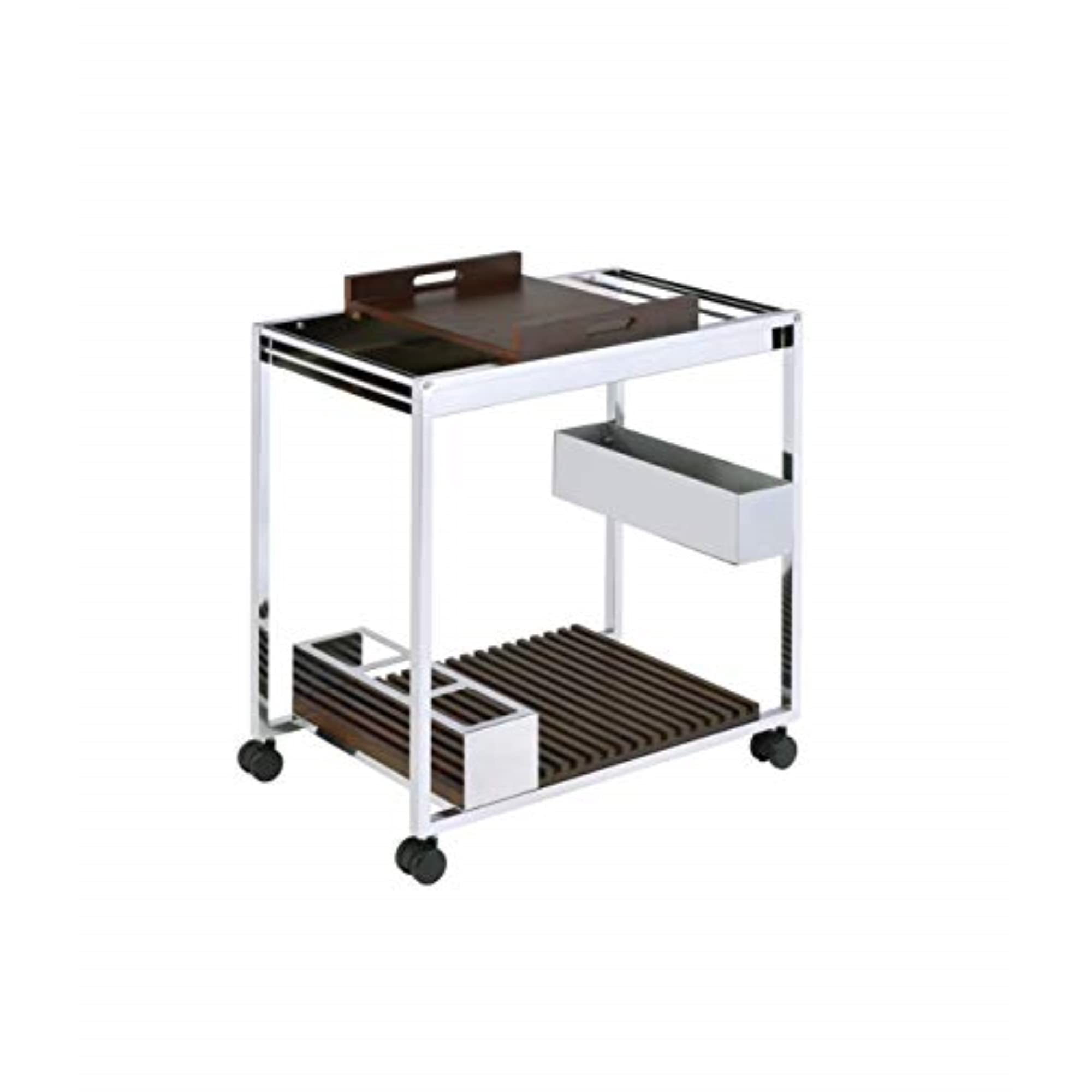 Carrinho De Servir Ergode Acme Lisses Metal Chrome 2 Compartimentos