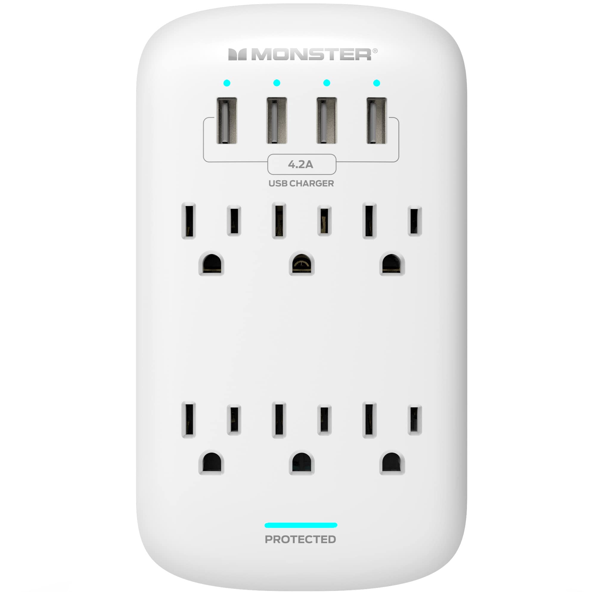 Extensor De 6 Tomadas Wall Tap Plug Com Protetor Contra Sobretensão Monster