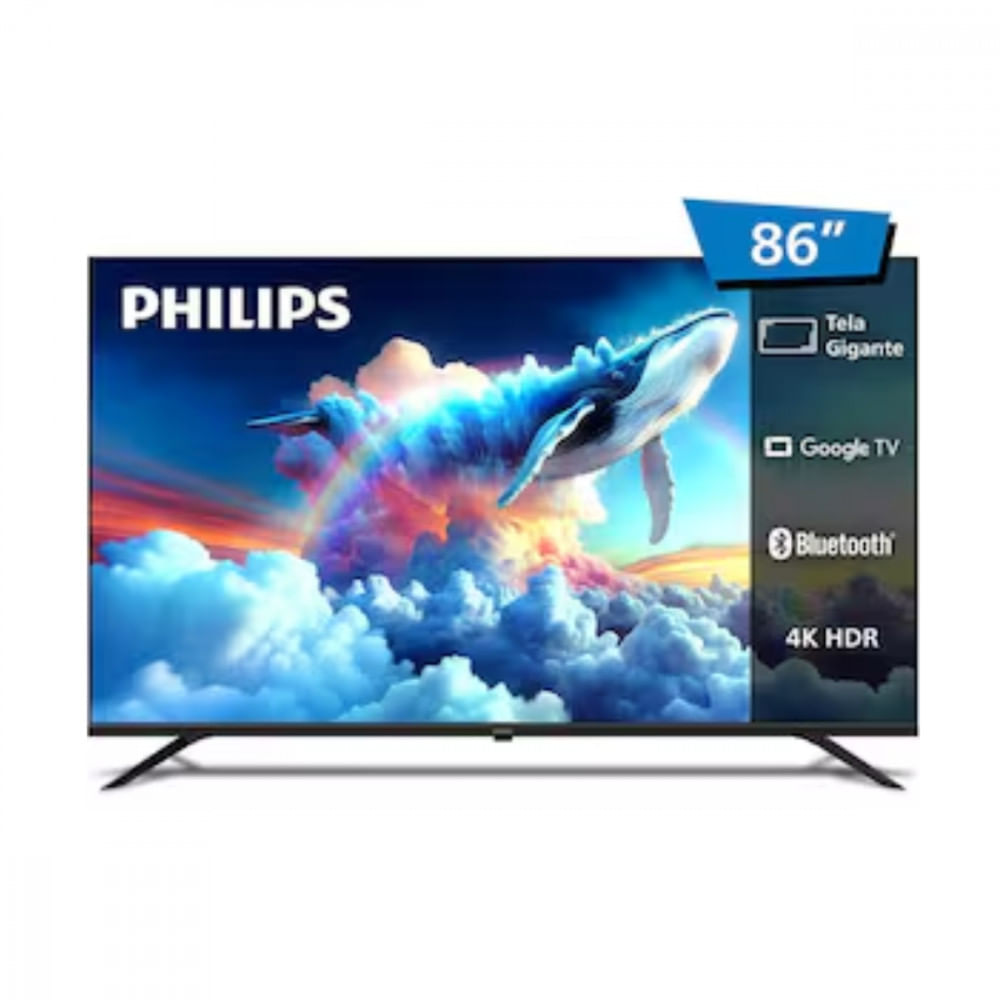 Smart Tv Led 86 Ultra Hd 4k 86pug7019/78 Com Google Tv, Comando De Voz, Wi-fi, Entradas Hdmi E Usb Philips